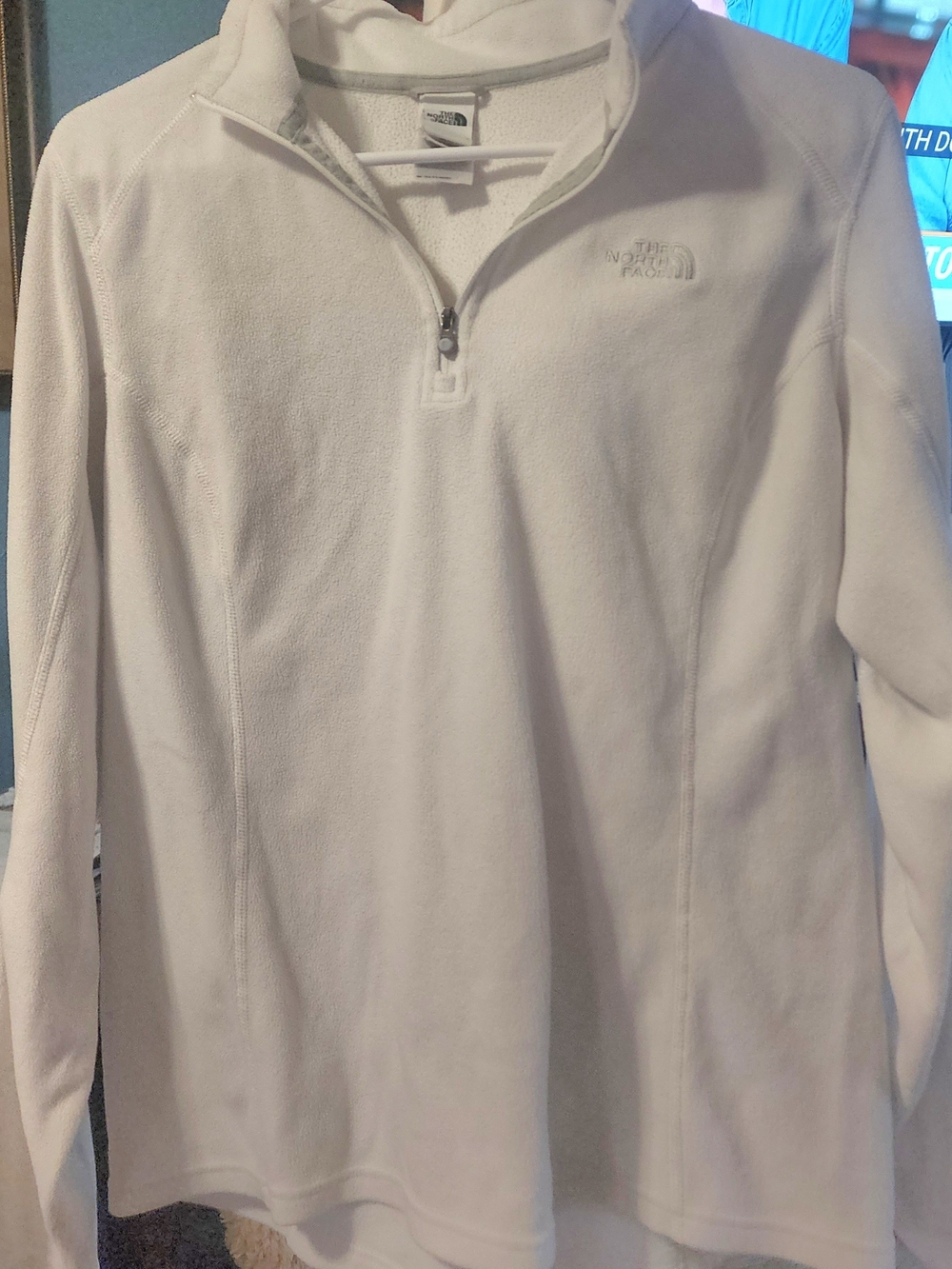 The North Face Women's White Half-Zip Fleece Pullover Sz Lrg